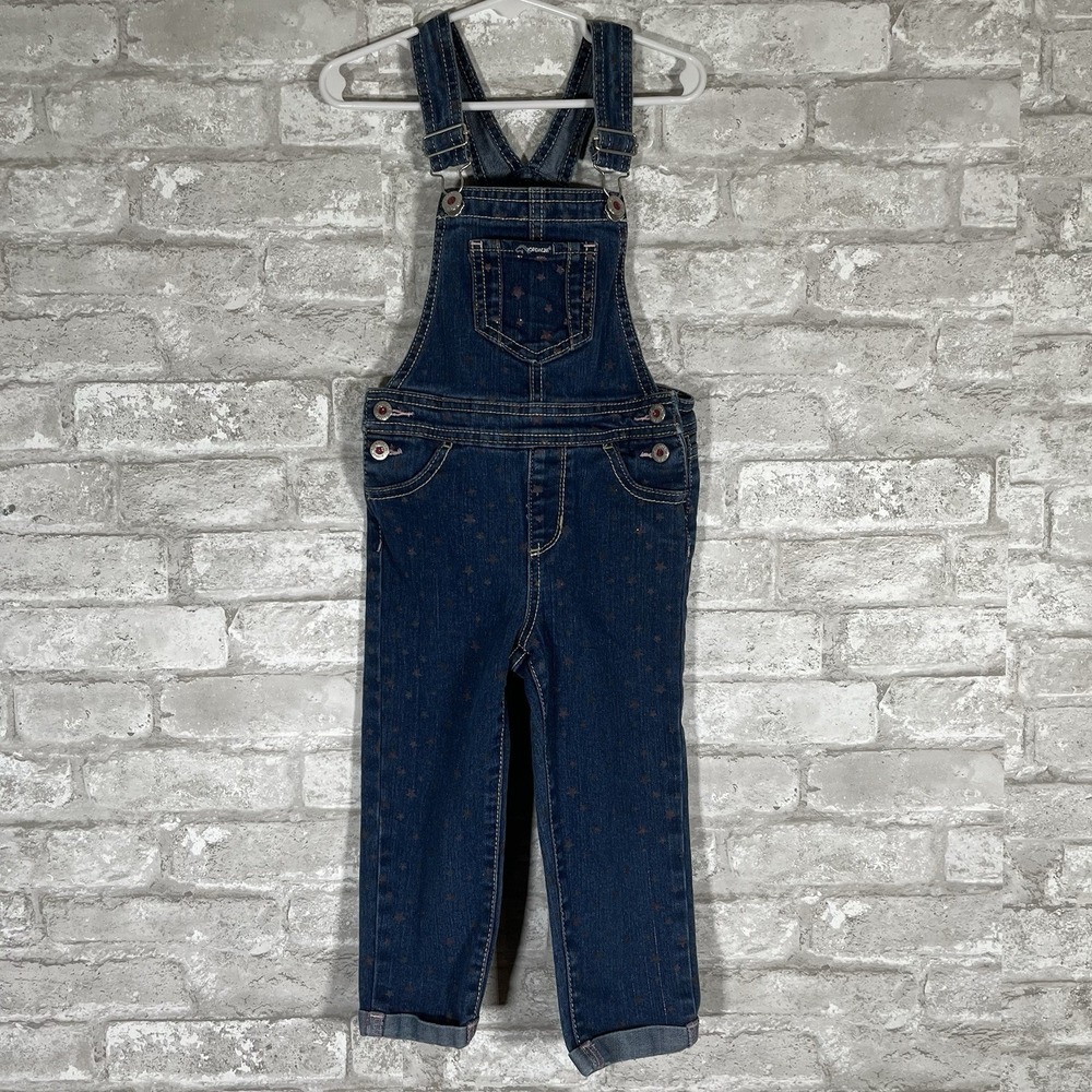 Jordache toddler girl's denim overalls glittery star Details Size 3T
